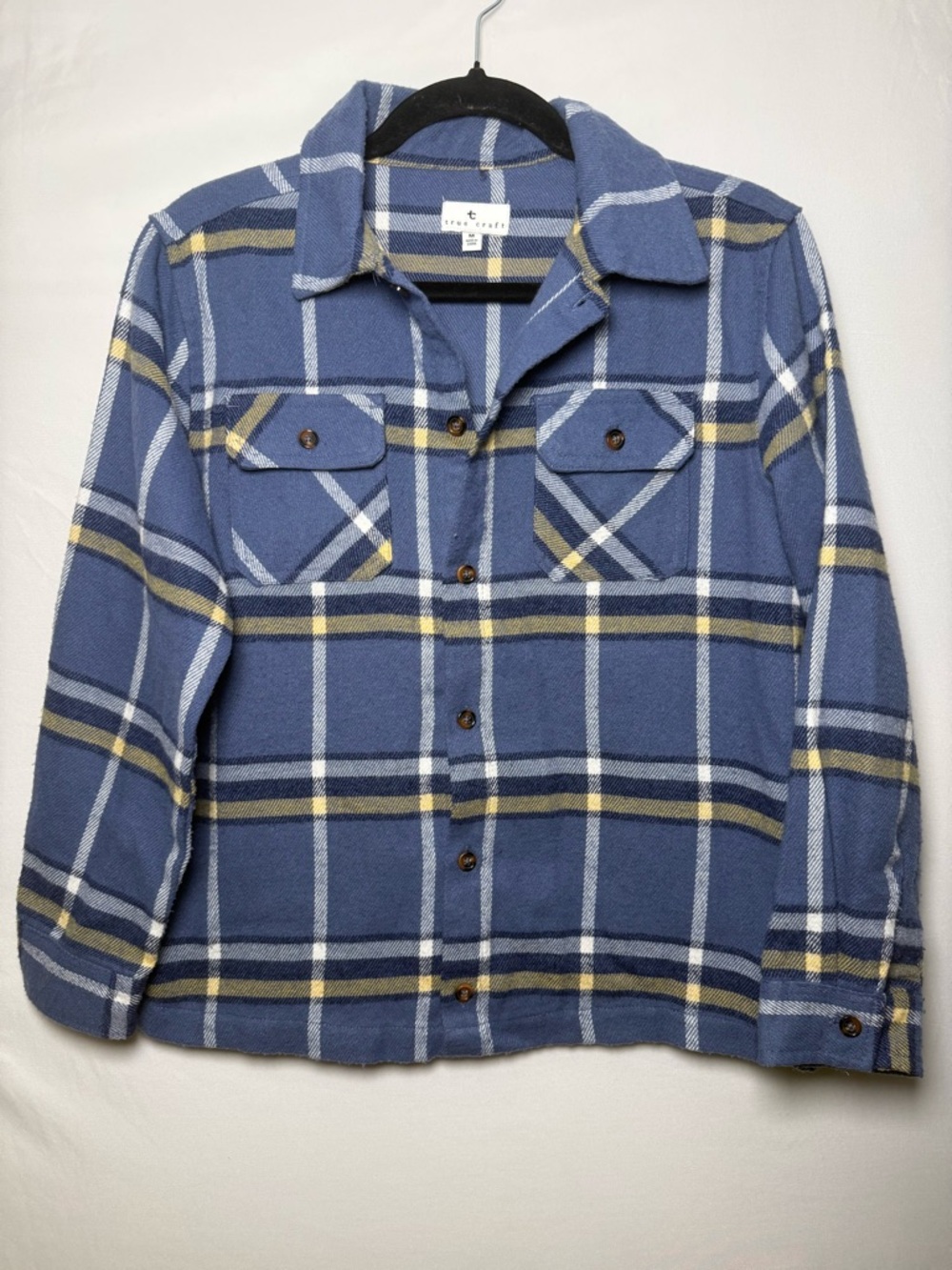 True Craft Blue Plaid Shirt with Yellow Accents